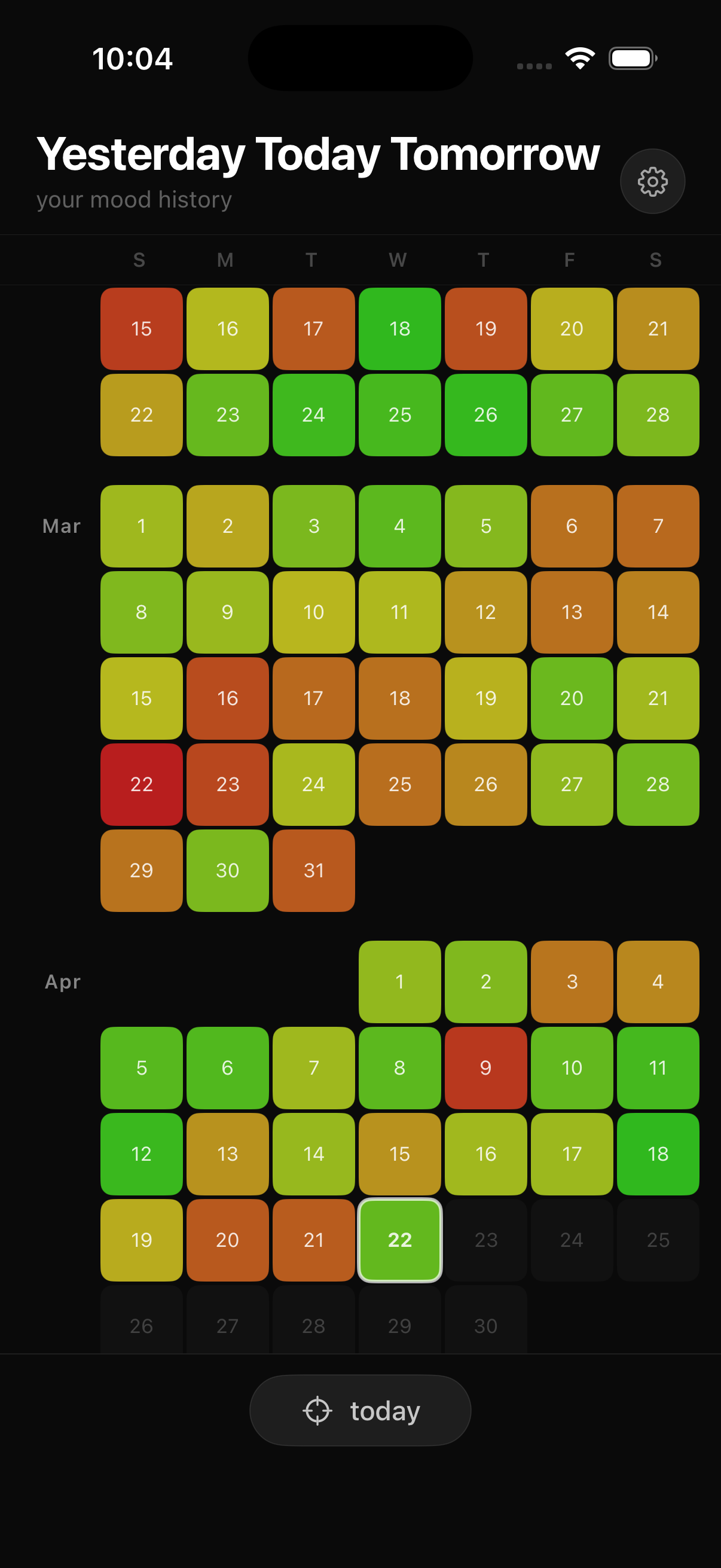 Hazy — mood history calendar